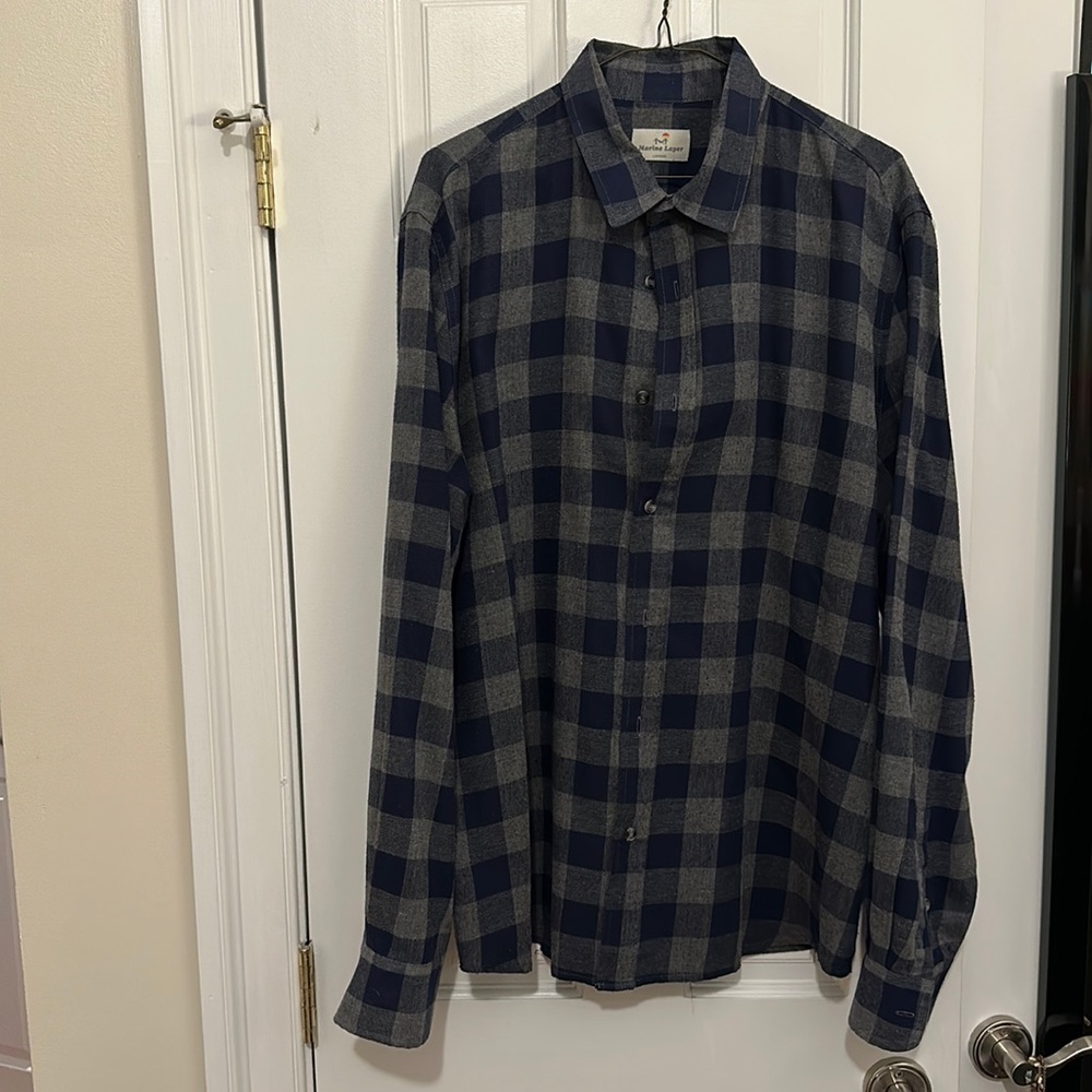 Marine Layer Blue/Grey Flannel Shirt - Larger